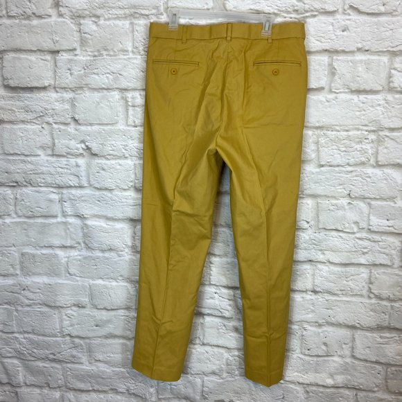 PETER CHRISTIAN Mens W 36 L 30 Mustard Flat Front Chinos Pants - Picture 5 of 13